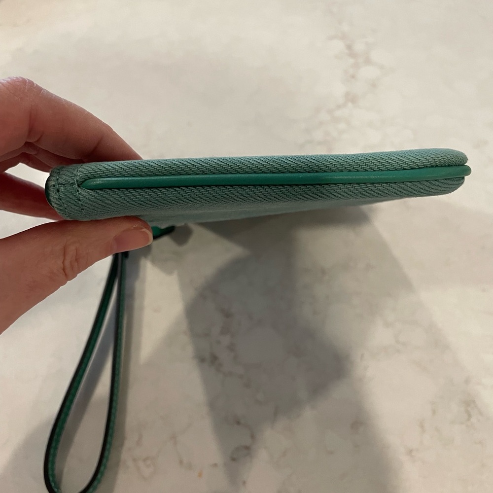 🍍Coach Teal Green Denim Wristlet - Picture 6 of 11